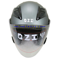 OZI 22 open face motorcycle helmet matt grey front view