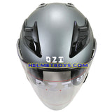 OZI 22 open face motorcycle helmet matt grey top view