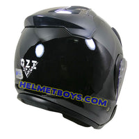 OZI 22 open face motorcycle helmet glossy black back view