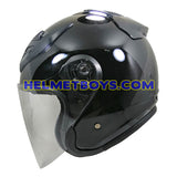 OZI 22 open face motorcycle helmet glossy black side view
