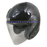 OZI 22 open face motorcycle helmet glossy black slant view