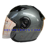 OZI 22 open face motorcycle helmet glossy grey side view