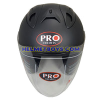 PRO 66 open face motorcycle matt black helmet front view 