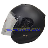 PRO 66 open face motorcycle matt black helmet side view 