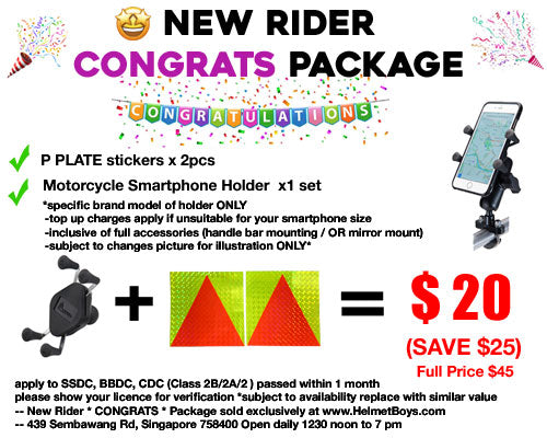 SSDC BBDC CDC new motorcycle rider CONGRATS package