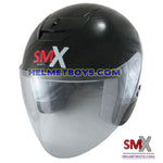 SMX open face motorcycle helmet slant view