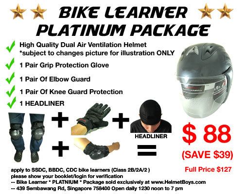 SSDC BBDC CDC motorcycle learner student PLATINUM package – HELMETBOYS