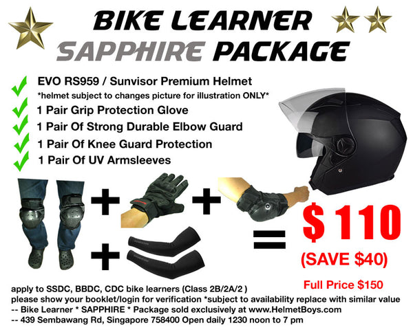 SSDC BBDC CDC motorcycle learner student SAPPHIRE package