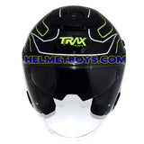 TRAX FG-TEC sunvisor motorcycle helmet racing greenline front view