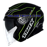 TRAX FG-TEC sunvisor motorcycle helmet racing greenline side view