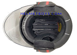 TRAX FG-TEC sunvisor motorcycle helmet redline interior view 