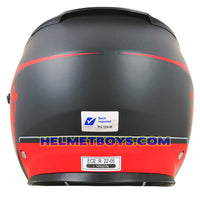 TRAX FG-TEC sunvisor motorcycle helmet matt red back full view 