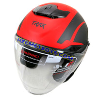 TRAX FG-TEC sunvisor motorcycle helmet matt red slant view 