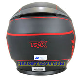 TRAX FG-TEC sunvisor motorcycle helmet redline back view 