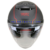 TRAX FG-TEC sunvisor motorcycle helmet redline top view 