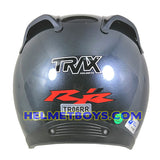 TRAX MOTO-RR open face motorcycle helmet glossy grey back view