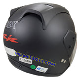 TRAX MOTO-RR open face motorcycle helmet matt black back view