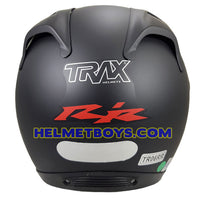 TRAX MOTO-RR open face motorcycle helmet matt black back full view