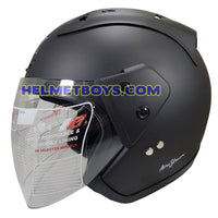TRAX MOTO-RR open face motorcycle helmet matt black side view