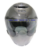 FG-TEC TRAX Sunvisor Motorcycle Helmet glossy grey front  view