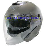 FG-TEC TRAX Sunvisor Motorcycle Helmet glossy grey slant view