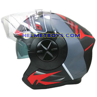 TRAX T735 sunvisor motorcycle helmet grey red side view