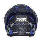 TRAX TZ301 G5 MATT BLUE Motorcycle Sunvisor Helmet back view