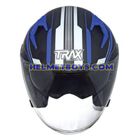 TRAX TZ301 G5 MATT BLUE Motorcycle Sunvisor Helmet front view
