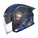 TRAX TZ301 G5 MATT BLUE Motorcycle Sunvisor Helmet side view