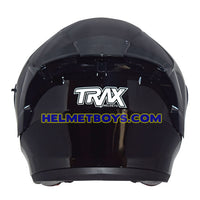 TRAX TZ301 GLOSSY BLACK Sunvisor Helmet back view
