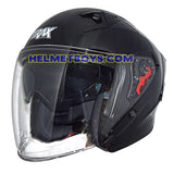 TRAX TZ301 GLOSSY BLACK Sunvisor Helmet slant view