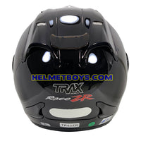 TRAX RACE ZR motorcycle helmet glossy black back view