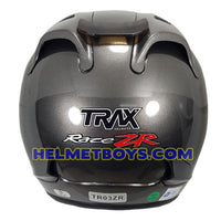 TRAX RACE ZR motorcycle helmet glossy grey back view