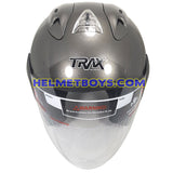 TRAX RACE ZR motorcycle helmet glossy grey front view