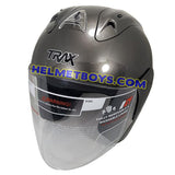 TRAX RACE ZR motorcycle helmet glossy grey slant view