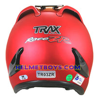 TRAX RACE ZR motorcycle helmet matt red back view