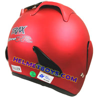 TRAX RACE ZR motorcycle helmet matt red backflip view