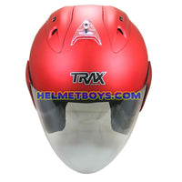 TRAX RACE ZR motorcycle helmet matt red front view