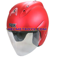 TRAX RACE ZR motorcycle helmet matt red slant view