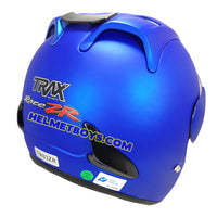 TRAX RACE ZR motorcycle helmet matt blue back view
