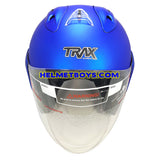 TRAX RACE ZR motorcycle helmet matt blue front view