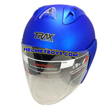 TRAX RACE ZR motorcycle helmet matt blue slant view