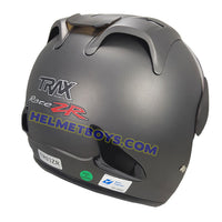 TRAX RACE ZR motorcycle helmet matt grey back view