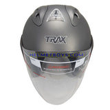 TRAX RACE ZR motorcycle helmet matt grey front view