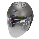 TRAX RACE ZR motorcycle helmet matt grey slant view