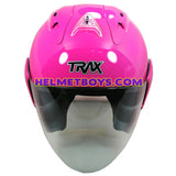 TRAX RACE ZR motorcycle helmet pink front view
