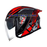 TRAX TZ301 G3 GLOSSY BLACK RED Sunvisor Helmet side view