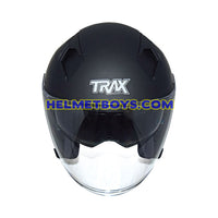 TRAX TZ301 MATT BLACK Sunvisor Helmet front view