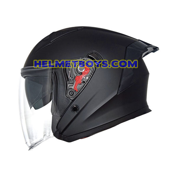 TRAX TZ301 MATT BLACK Sunvisor Helmet side view