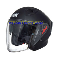 TRAX TZ301 MATT BLACK Sunvisor Helmet slant view
